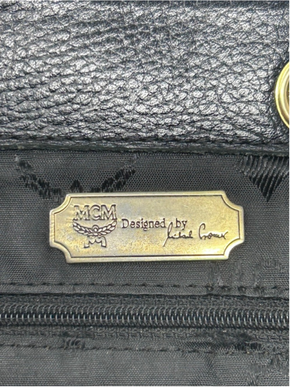 Vintage MCM Black Pebbled Leather Backpack Gold Hardware Drawstring - Picture 16 of 16